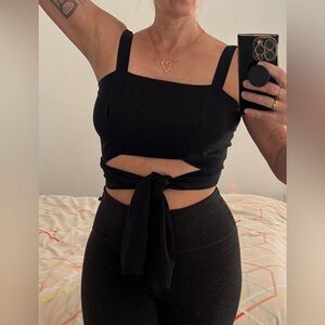 Chloé Vintage Y2K Black Wrap Tie Blouse S